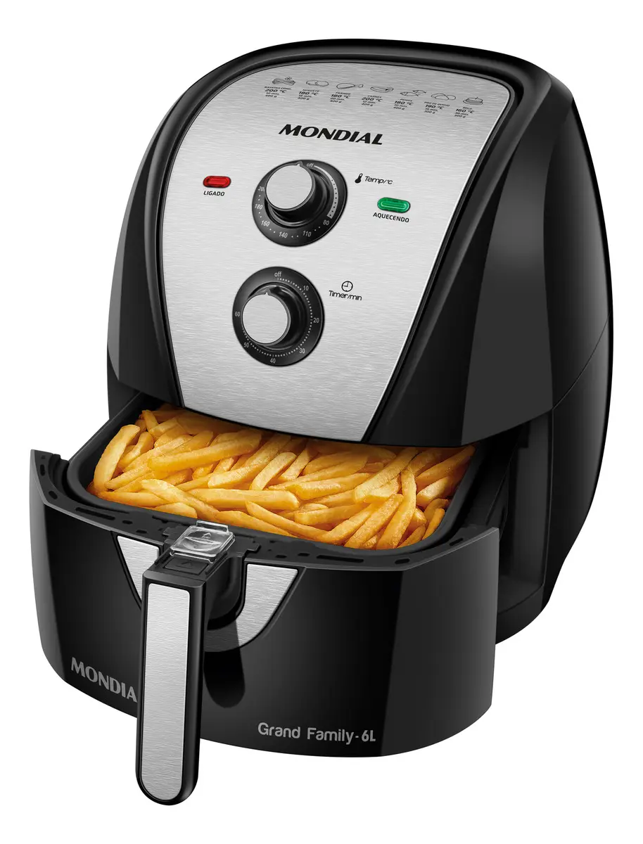 Fritadeira Elétrica Air Fryer C-6Litros Mondial Preta/Inox  AFN-60-BI 127v - 1